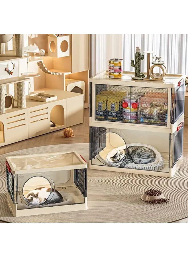 2 Layer Heavy Duty Foldable Pet Cage Cat Dog House With Storage Cabinet Ladder - Image 4